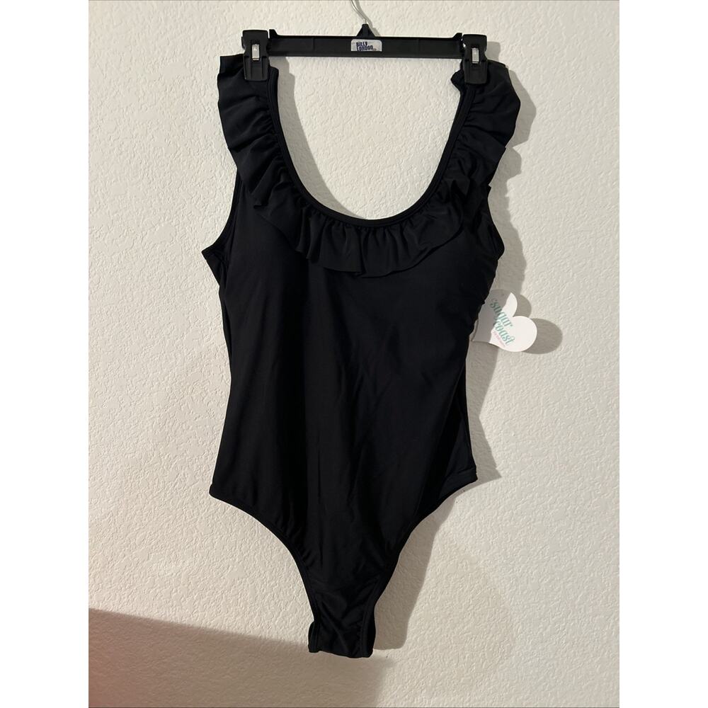Womens One Piece Black SwimSuit Medium Nwt Sugar Coast By Lolli Swim